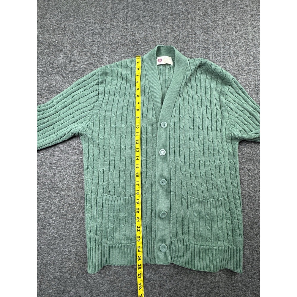 Vintage Sears Kings Road Grunge Light Green Button Knit Cardigan Size Medium - Picture 6 of 12